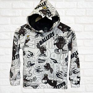 Russell Wilson 3BRAND Ballers Kids Hoodie Sz S 8–10 White Graphic Football EUC